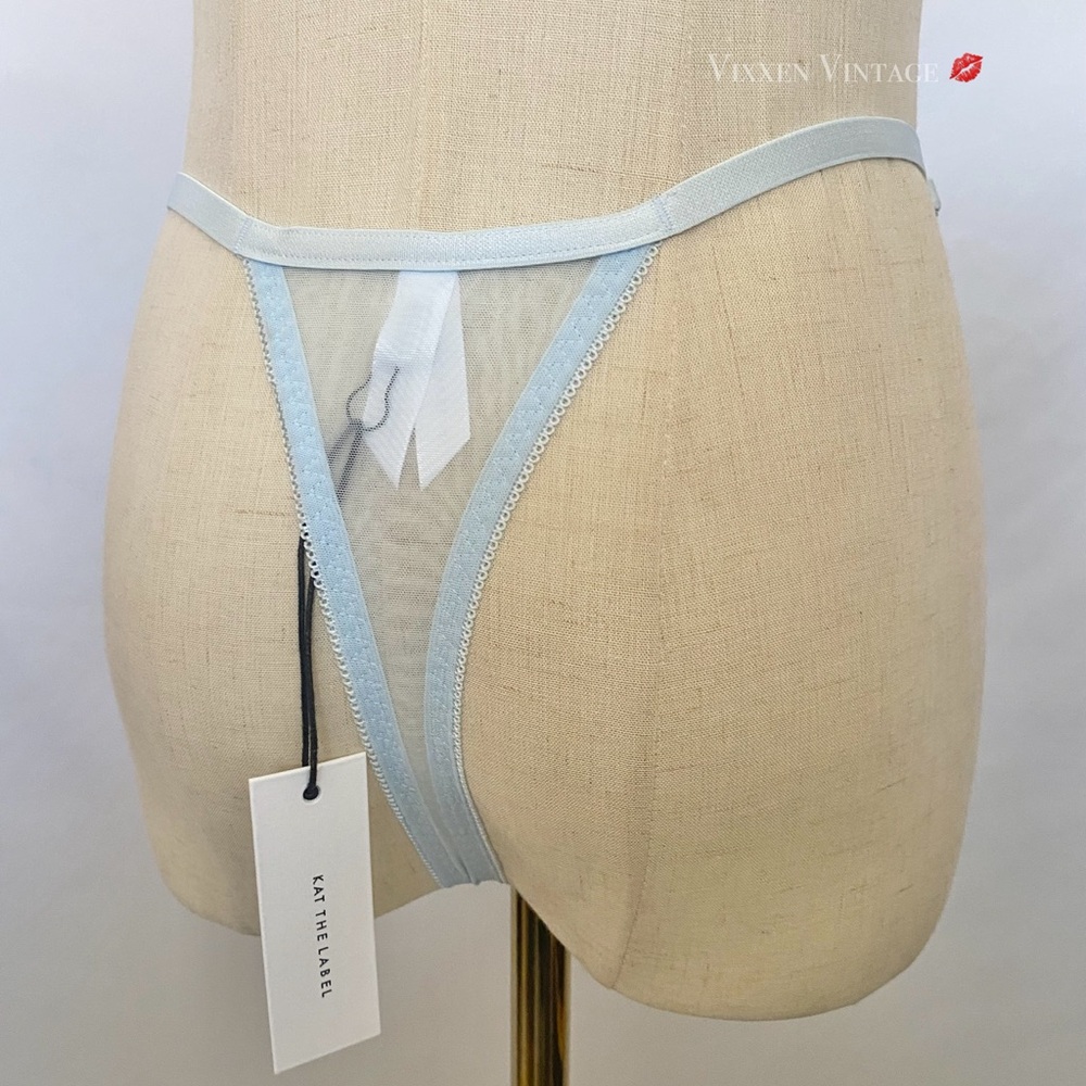 KAT THE LABEL FLORAL EMBROIDERED LACE 'ANNABELLE THONG' IN FROST - Picture 5 of 7